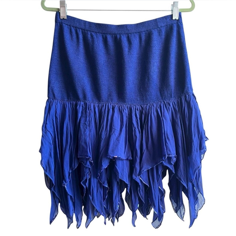 Vintage Blue Ruffle Skirt Fairycore Boho Y2K